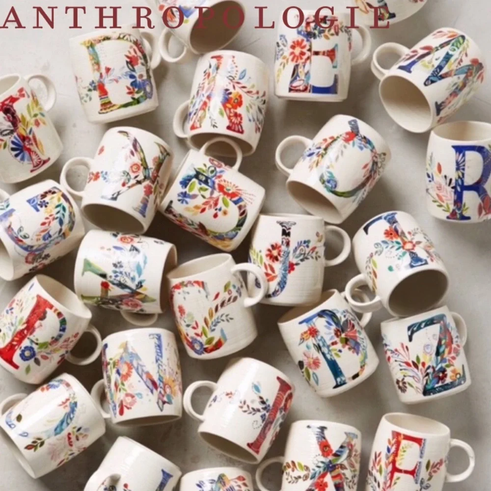 Anthropologie Petal Palette Monogram Mug